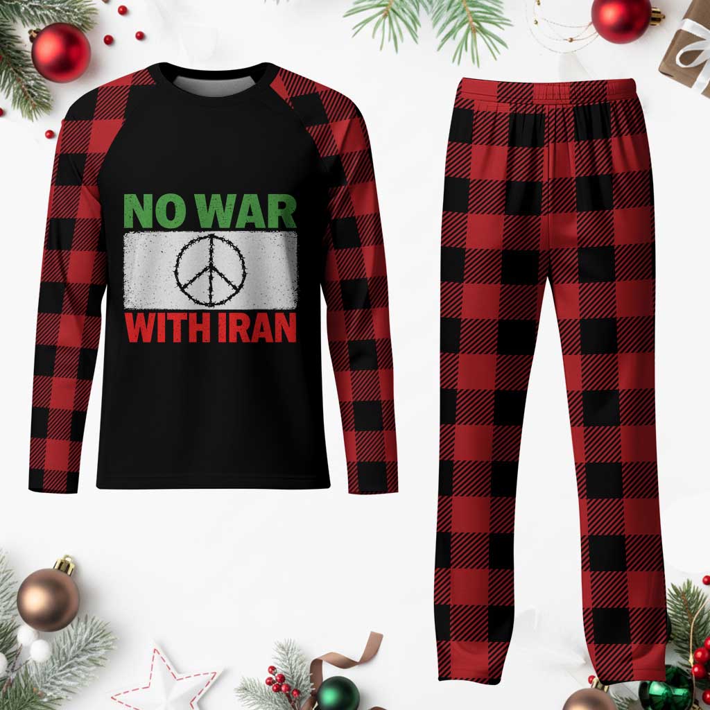 No War With Iran Plaid Pajama Set Iranian People Support Barbed Wire Peace Sign TS11 Buffalo Plaid Print Your Wear