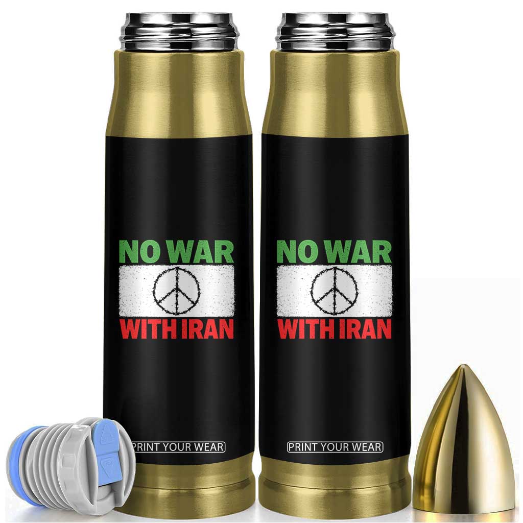 No War With Iran Bullet Tumbler Iranian People Support Barbed Wire Peace Sign TS11 Black Print Your Wear