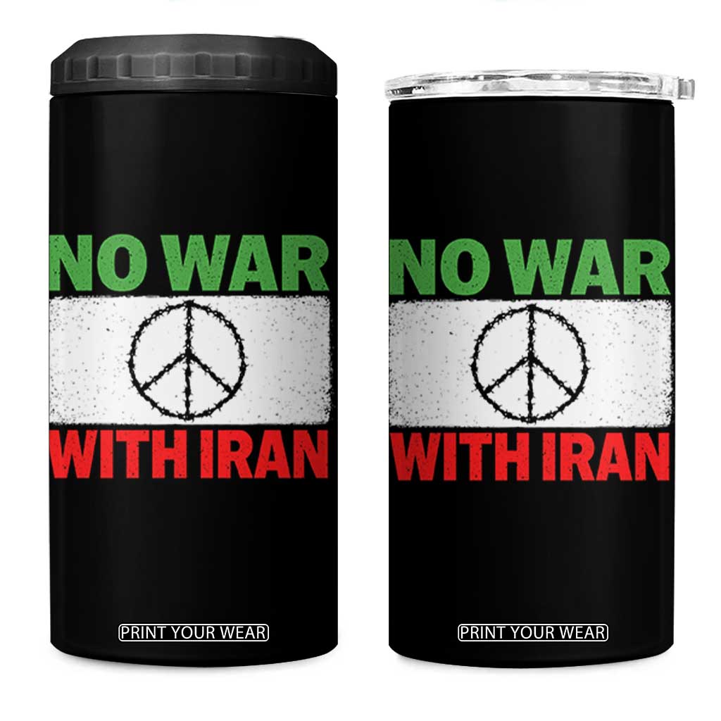No War With Iran 4 in 1 Can Cooler Tumbler Iranian People Support Barbed Wire Peace Sign TS11 One Size: 16 oz Black Print Your Wear