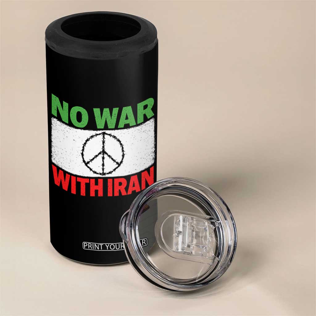 No War With Iran 4 in 1 Can Cooler Tumbler Iranian People Support Barbed Wire Peace Sign TS11 Print Your Wear