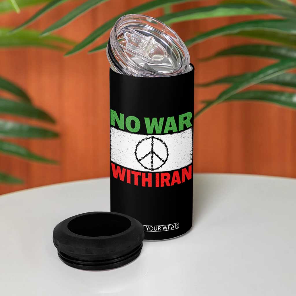 No War With Iran 4 in 1 Can Cooler Tumbler Iranian People Support Barbed Wire Peace Sign TS11 Print Your Wear