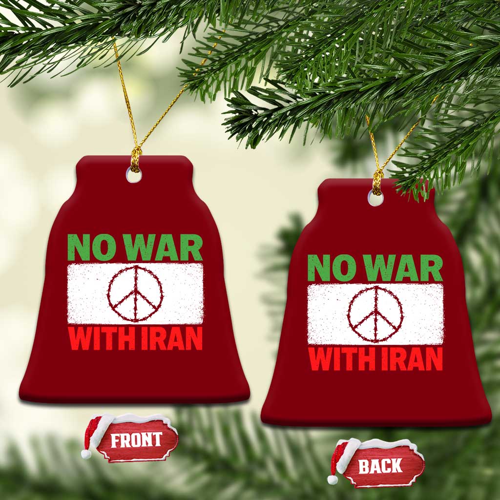 No War With Iran Ceramic Ornament Iranian People Support Barbed Wire Peace Sign TS11 Print Your Wear