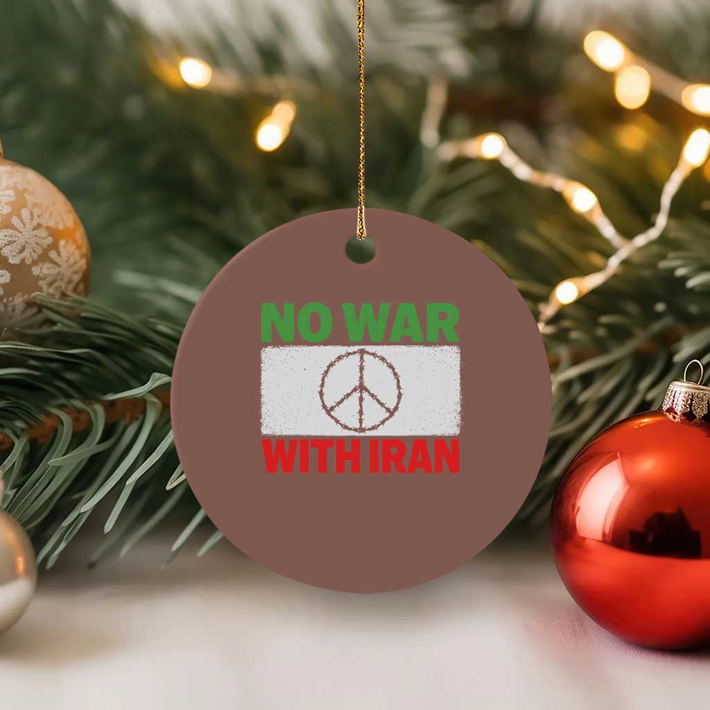 No War With Iran Ceramic Ornament Iranian People Support Barbed Wire Peace Sign TS11 1pc Mocha Print Your Wear