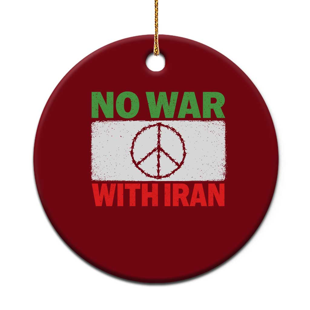 No War With Iran Ceramic Ornament Iranian People Support Barbed Wire Peace Sign TS11 1pc Red Print Your Wear