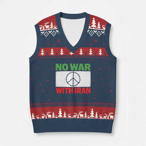 No War With Iran V-Neck Knit Sweater Vest Iranian People Support Barbed Wire Peace Sign TS11 Navy Red Print Your Wear