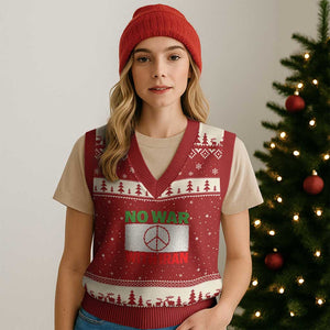 No War With Iran V-Neck Knit Sweater Vest Iranian People Support Barbed Wire Peace Sign TS11 Red Beige Print Your Wear