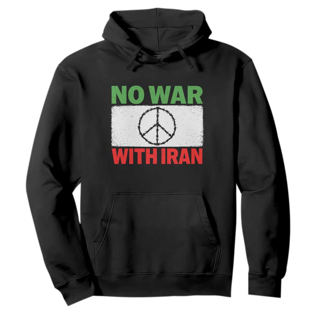 No War With Iran Hoodie Iranian People Support Barbed Wire Peace Sign TS11 Black Print Your Wear