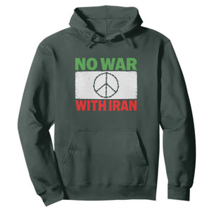 No War With Iran Hoodie Iranian People Support Barbed Wire Peace Sign TS11 Dark Forest Green Print Your Wear