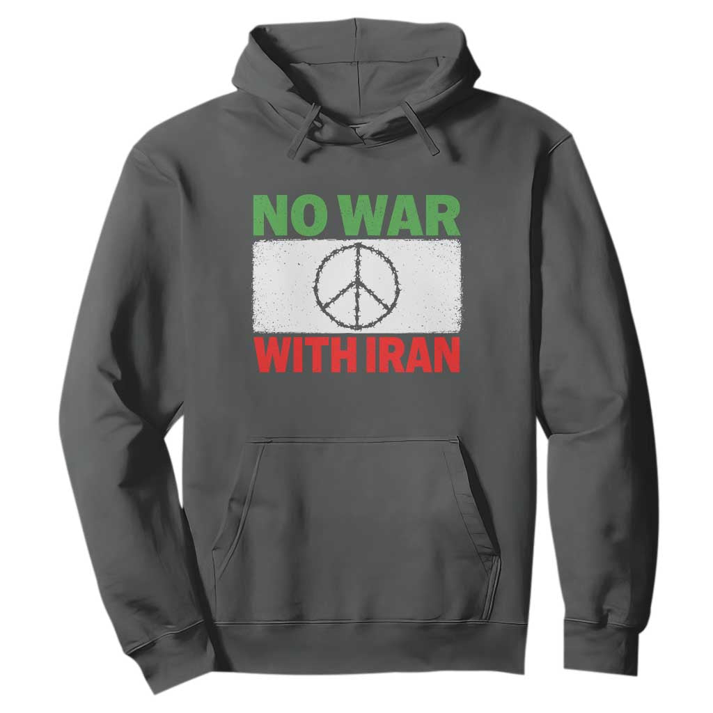 No War With Iran Hoodie Iranian People Support Barbed Wire Peace Sign TS11 Dark Heather Print Your Wear