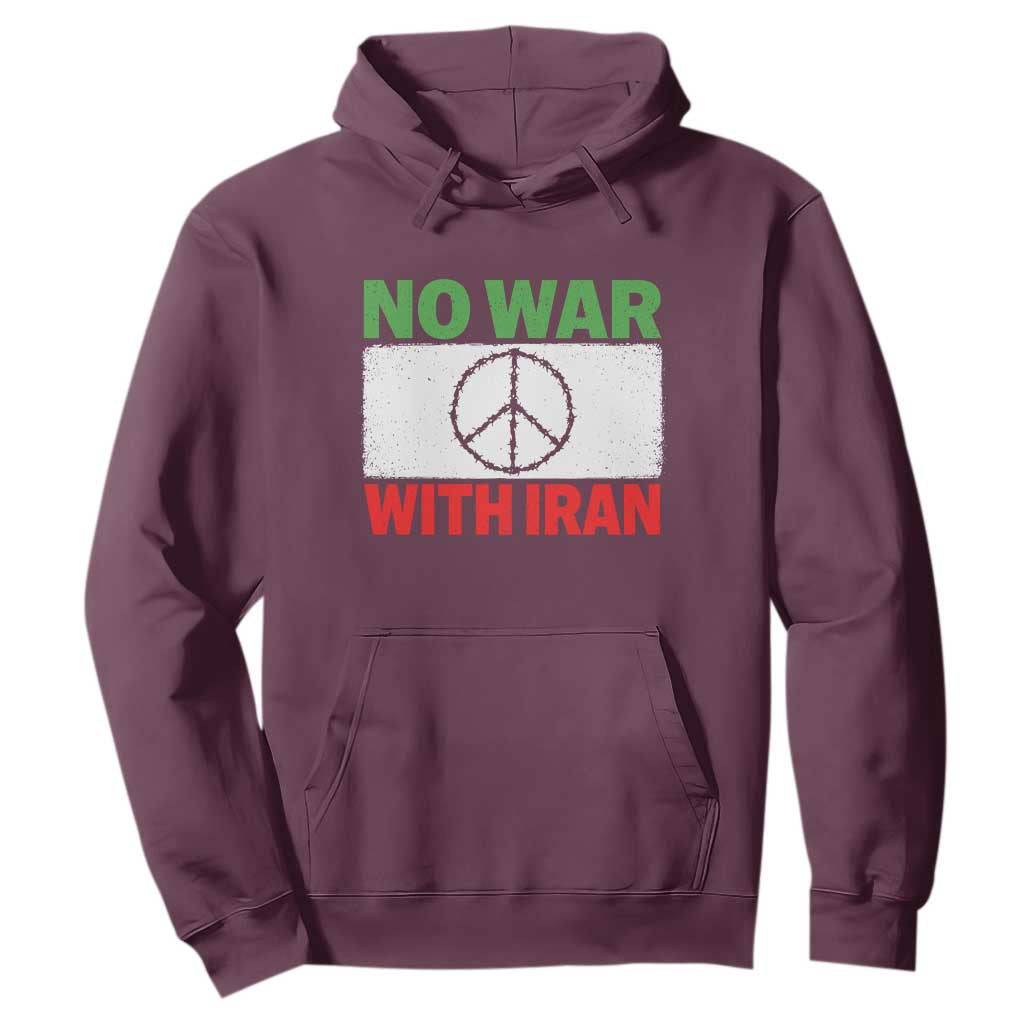 No War With Iran Hoodie Iranian People Support Barbed Wire Peace Sign TS11 Maroon Print Your Wear