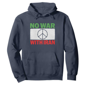 No War With Iran Hoodie Iranian People Support Barbed Wire Peace Sign TS11 Navy Print Your Wear