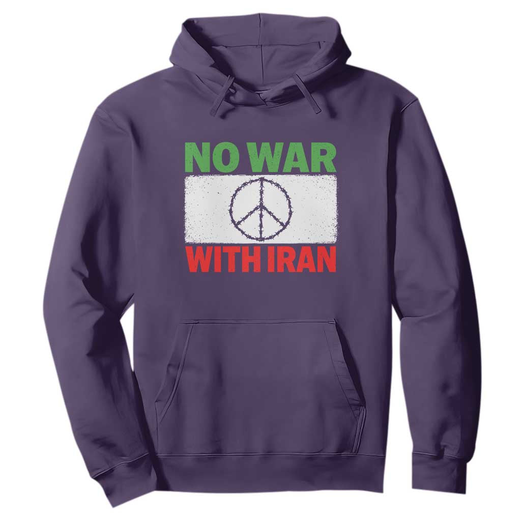 No War With Iran Hoodie Iranian People Support Barbed Wire Peace Sign TS11 Purple Print Your Wear
