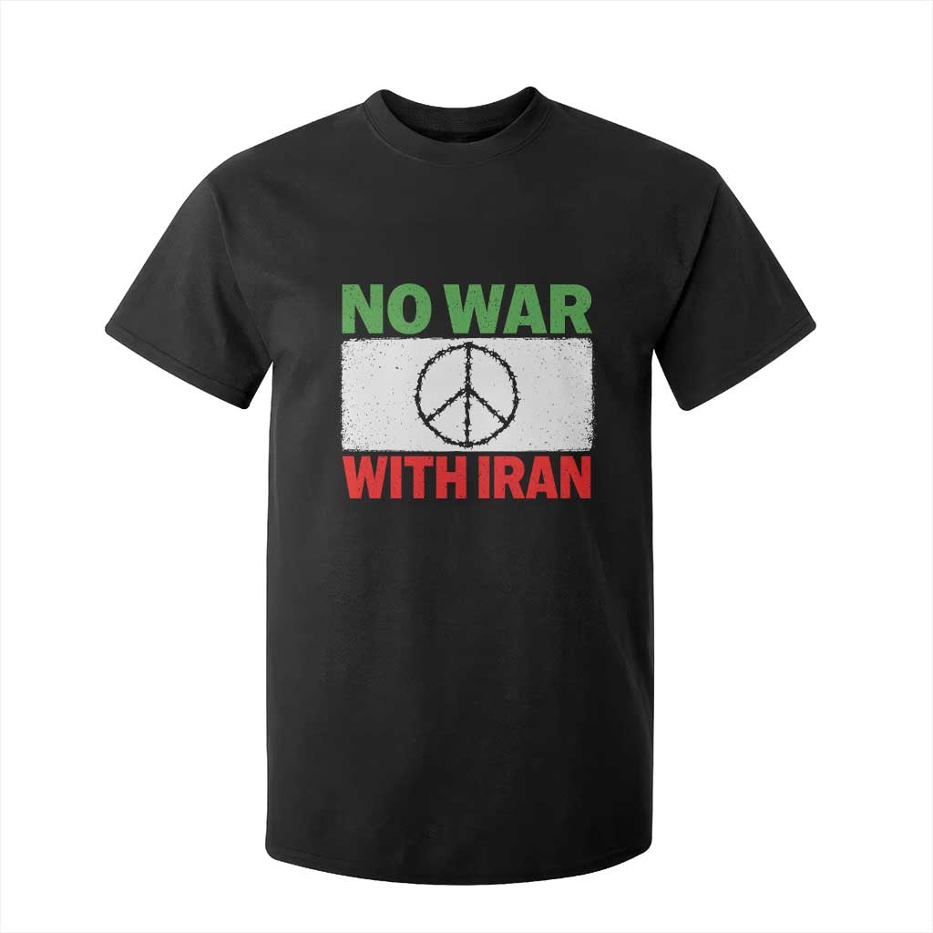 No War With Iran T Shirt For Kid Iranian People Support Barbed Wire Peace Sign TS11 Black Print Your Wear