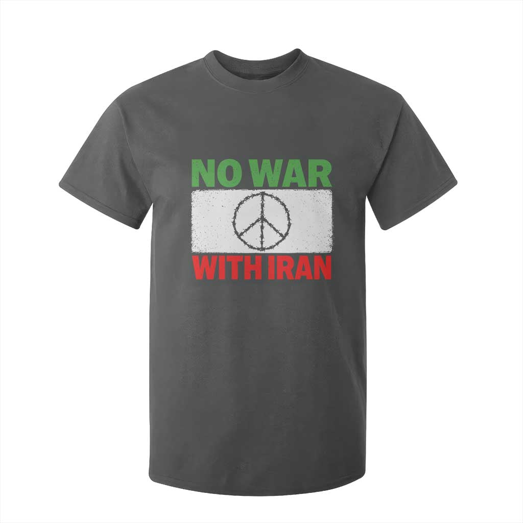 No War With Iran T Shirt For Kid Iranian People Support Barbed Wire Peace Sign TS11 Dark Heather Print Your Wear