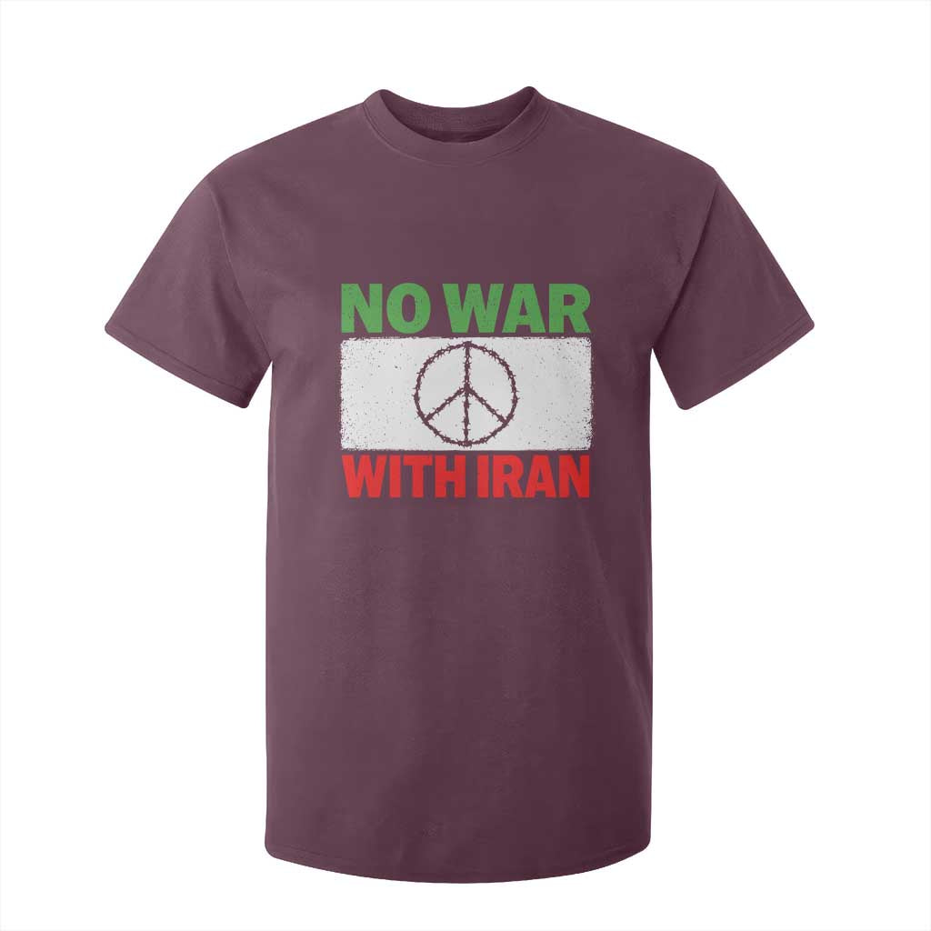 No War With Iran T Shirt For Kid Iranian People Support Barbed Wire Peace Sign TS11 Maroon Print Your Wear