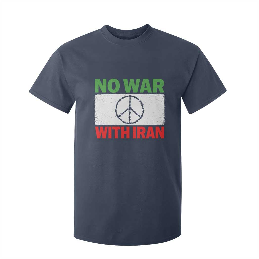 No War With Iran T Shirt For Kid Iranian People Support Barbed Wire Peace Sign TS11 Navy Print Your Wear