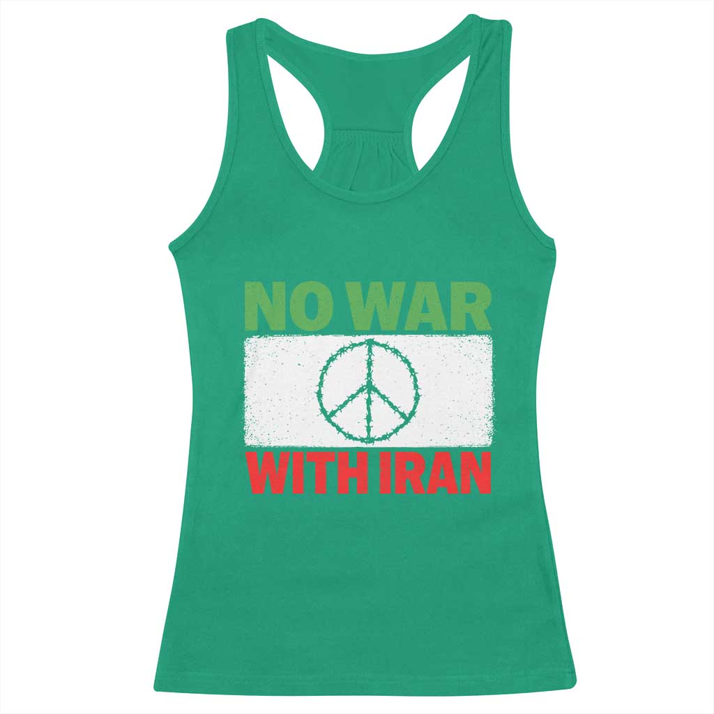 No War With Iran Racerback Tank Top Iranian People Support Barbed Wire Peace Sign TS11 Irish Green Print Your Wear
