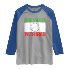 No War With Iran Raglan Shirt Iranian People Support Barbed Wire Peace Sign TS11 Sport Gray Royal Print Your Wear