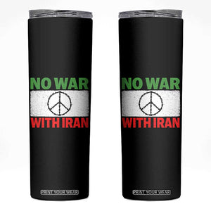 No War With Iran Skinny Tumbler Iranian People Support Barbed Wire Peace Sign TS11 Black Print Your Wear