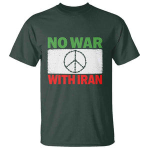No War With Iran T Shirt Iranian People Support Barbed Wire Peace Sign TS11 Dark Forest Green Print Your Wear
