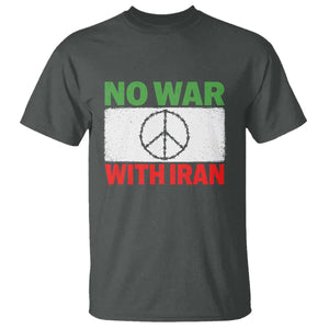 No War With Iran T Shirt Iranian People Support Barbed Wire Peace Sign TS11 Dark Heather Print Your Wear