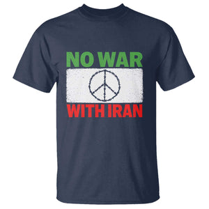 No War With Iran T Shirt Iranian People Support Barbed Wire Peace Sign TS11 Navy Print Your Wear