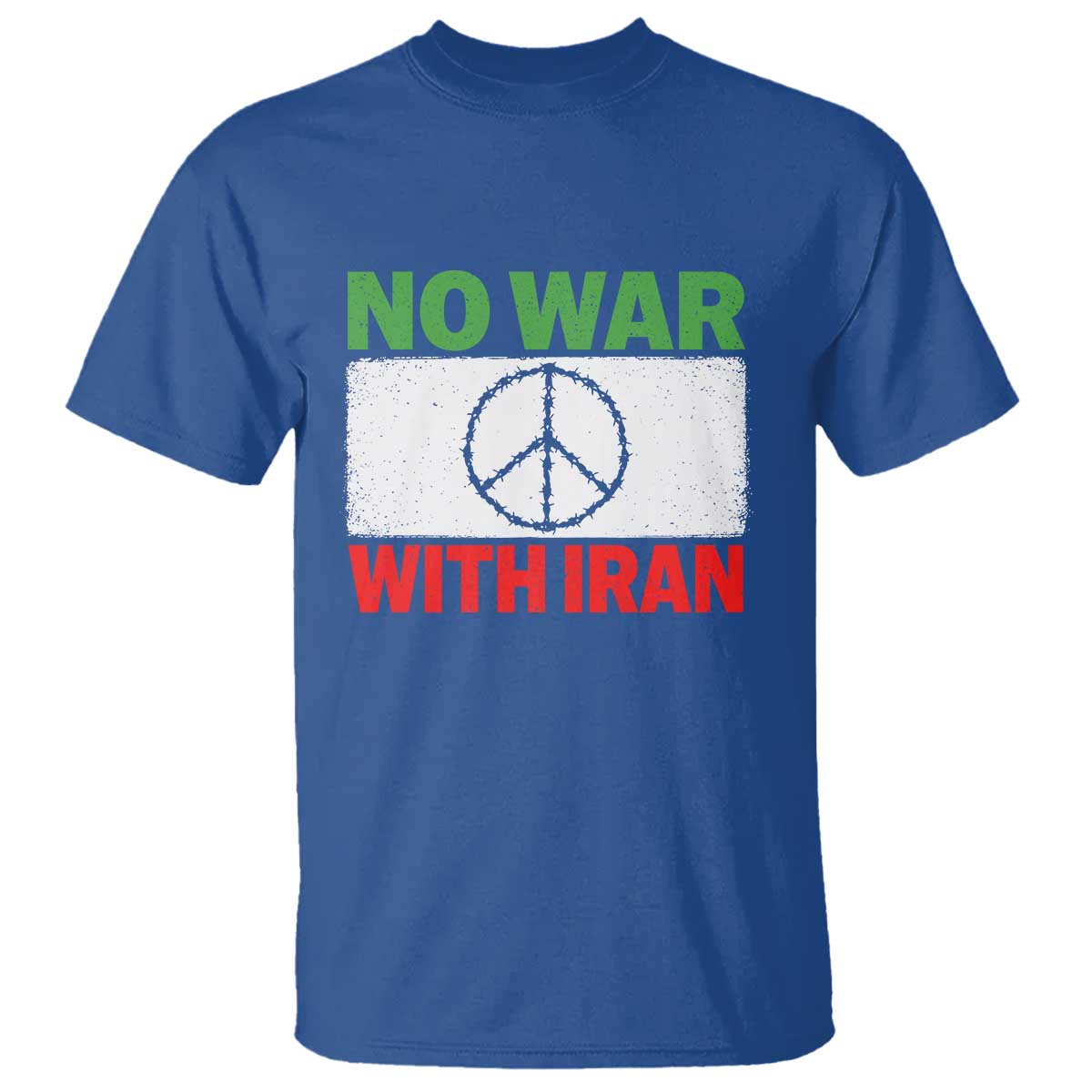 No War With Iran T Shirt Iranian People Support Barbed Wire Peace Sign TS11 Royal Blue Print Your Wear