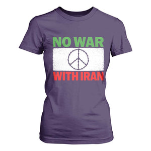 No War With Iran T Shirt For Women Iranian People Support Barbed Wire Peace Sign TS11 Purple Print Your Wear