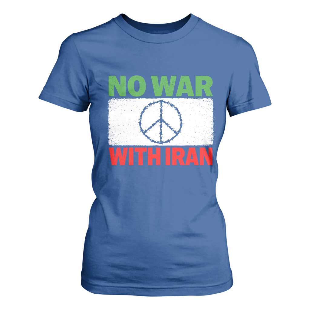 No War With Iran T Shirt For Women Iranian People Support Barbed Wire Peace Sign TS11 Royal Blue Print Your Wear