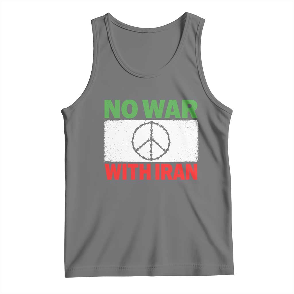No War With Iran Tank Top Iranian People Support Barbed Wire Peace Sign TS11 Black Heather Print Your Wear