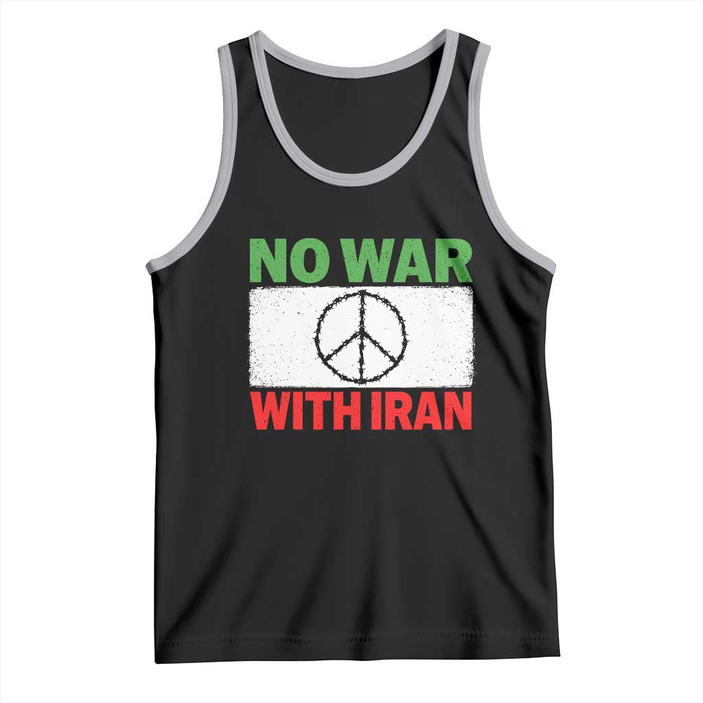 No War With Iran Tank Top Iranian People Support Barbed Wire Peace Sign TS11 Black Athletic Heather Print Your Wear