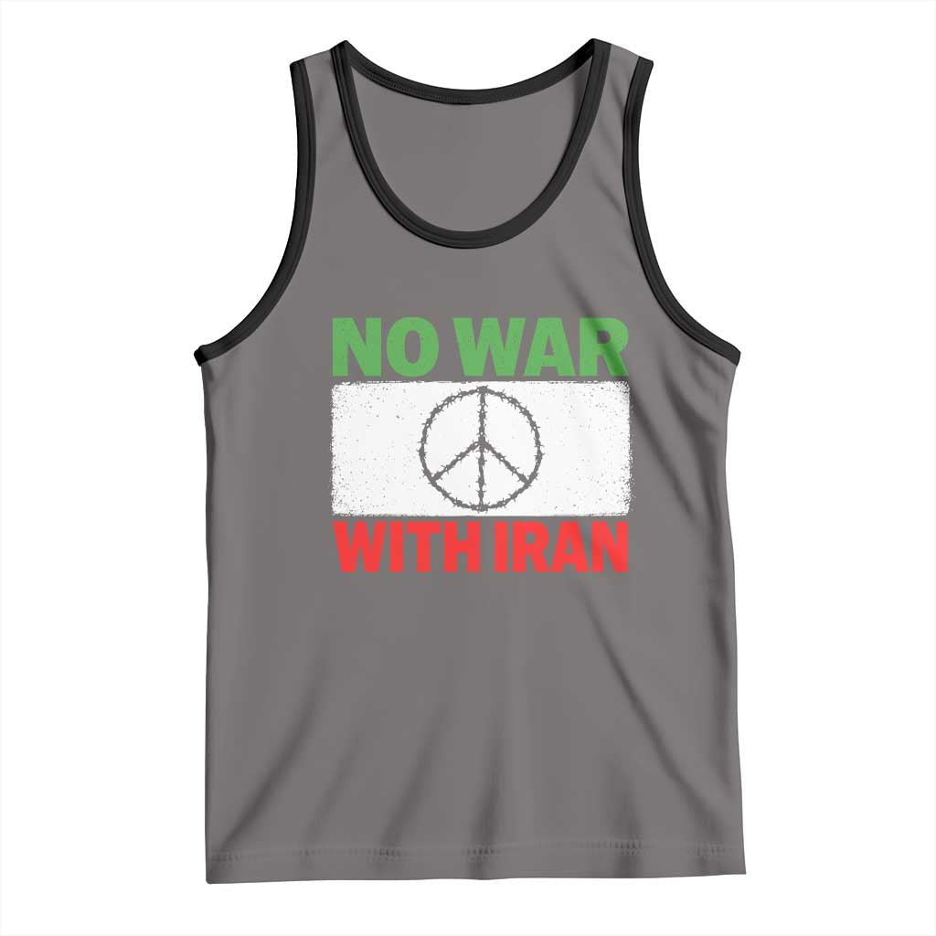 No War With Iran Tank Top Iranian People Support Barbed Wire Peace Sign TS11 Deep Heather Black Print Your Wear