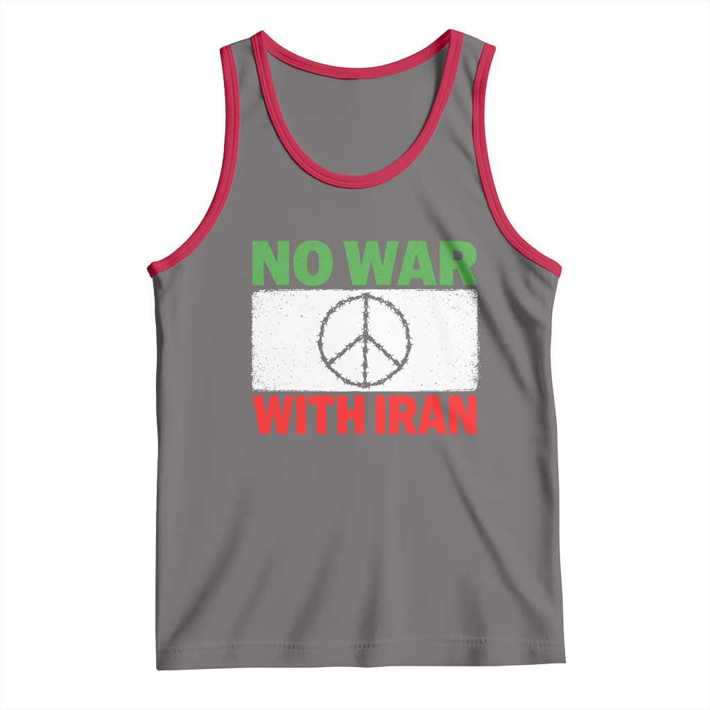 No War With Iran Tank Top Iranian People Support Barbed Wire Peace Sign TS11 Deep Heather Red Print Your Wear