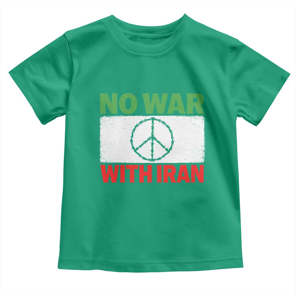 No War With Iran Toddler T Shirt Iranian People Support Barbed Wire Peace Sign TS11 Irish Green Print Your Wear
