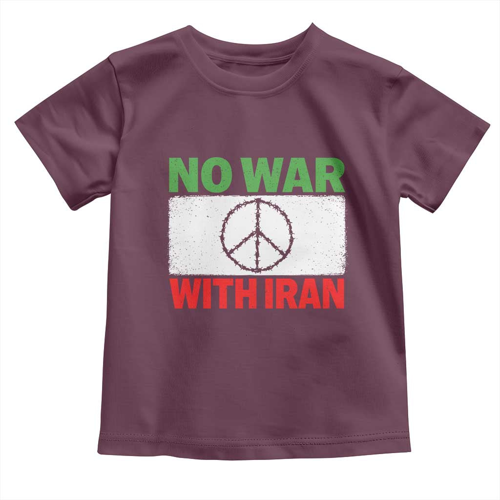 No War With Iran Toddler T Shirt Iranian People Support Barbed Wire Peace Sign TS11 Maroon Print Your Wear