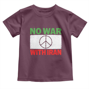 No War With Iran Toddler T Shirt Iranian People Support Barbed Wire Peace Sign TS11 Maroon Print Your Wear