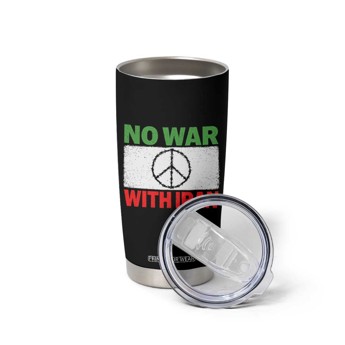 No War With Iran Tumbler Cup Iranian People Support Barbed Wire Peace Sign TS11 Print Your Wear