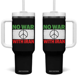 No War With Iran Tumbler With Handle Iranian People Support Barbed Wire Peace Sign TS11 One Size: 40 oz Black Print Your Wear