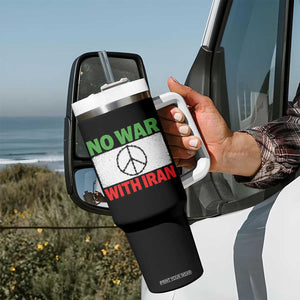 No War With Iran Tumbler With Handle Iranian People Support Barbed Wire Peace Sign TS11 Print Your Wear