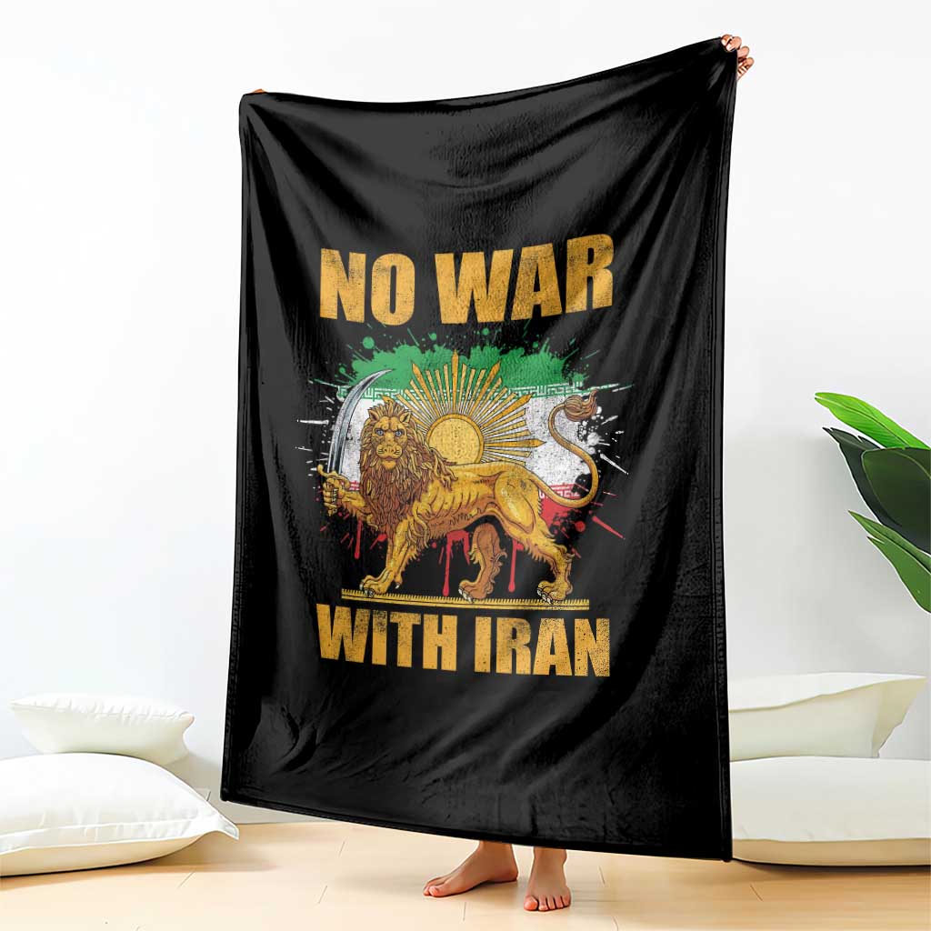 No War With Iran Throw Blanket Iran Flag Lion And Sun Persian Pride TS11 Print Your Wear