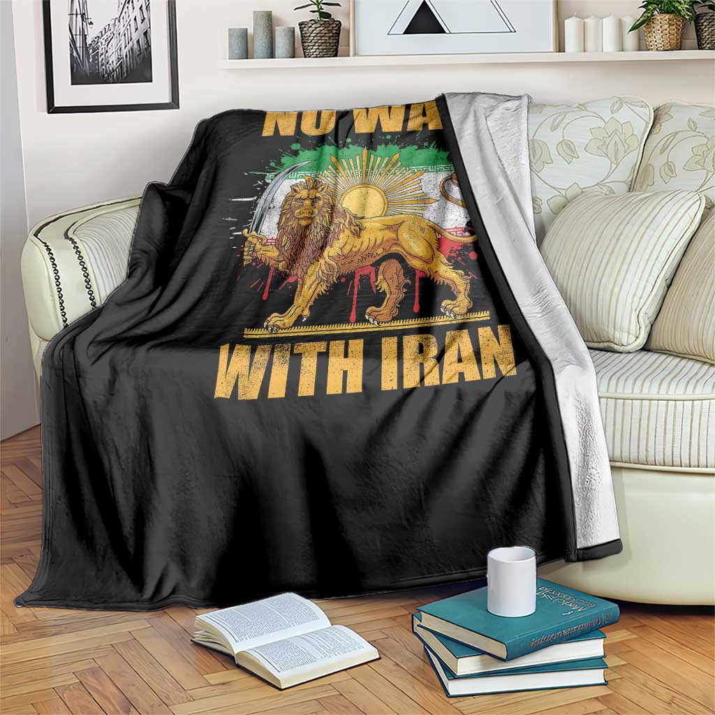 No War With Iran Throw Blanket Iran Flag Lion And Sun Persian Pride TS11 Print Your Wear