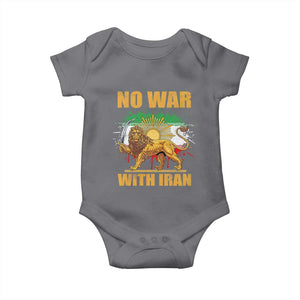 No War With Iran Baby Onesie Iran Flag Lion And Sun Persian Pride TS11 Charcoal Print Your Wear