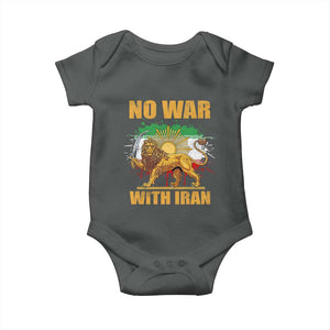 No War With Iran Baby Onesie Iran Flag Lion And Sun Persian Pride TS11 Dark Heather Print Your Wear
