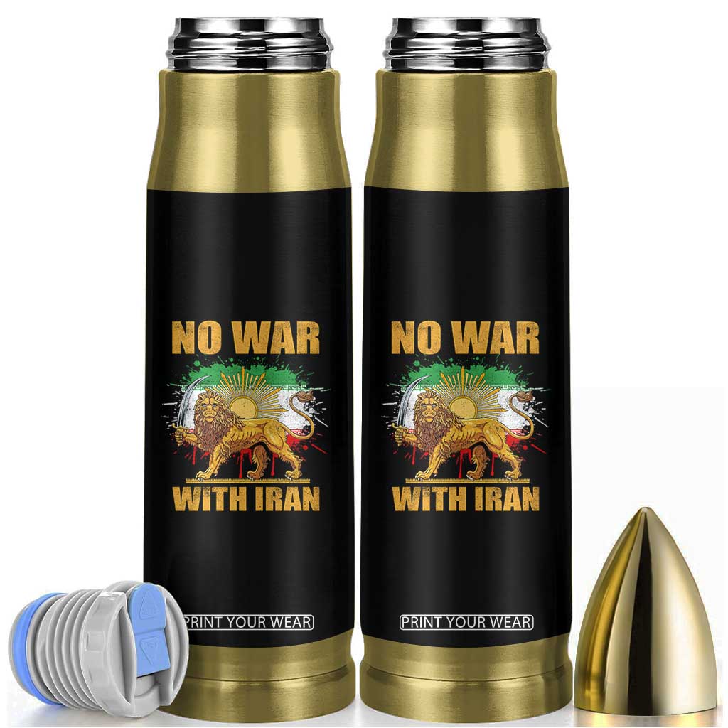 No War With Iran Bullet Tumbler Iran Flag Lion And Sun Persian Pride TS11 Black Print Your Wear
