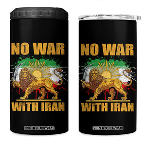 No War With Iran 4 in 1 Can Cooler Tumbler Iran Flag Lion And Sun Persian Pride TS11 One Size: 16 oz Black Print Your Wear