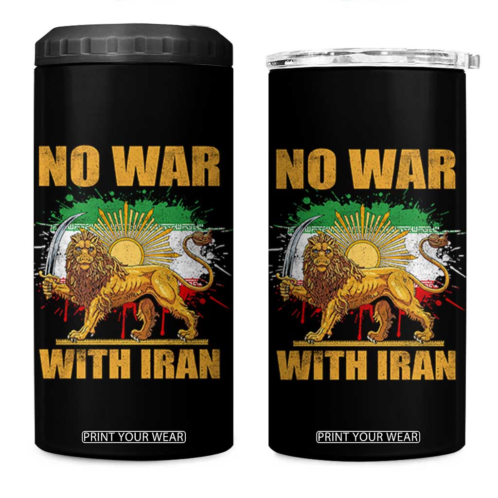 No War With Iran 4 in 1 Can Cooler Tumbler Iran Flag Lion And Sun Persian Pride TS11 One Size: 16 oz Black Print Your Wear