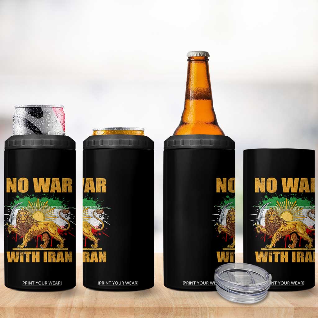 No War With Iran 4 in 1 Can Cooler Tumbler Iran Flag Lion And Sun Persian Pride TS11 Print Your Wear