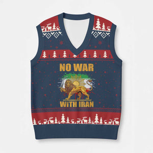 No War With Iran V-Neck Knit Sweater Vest Iran Flag Lion And Sun Persian Pride TS11 Navy Red Print Your Wear