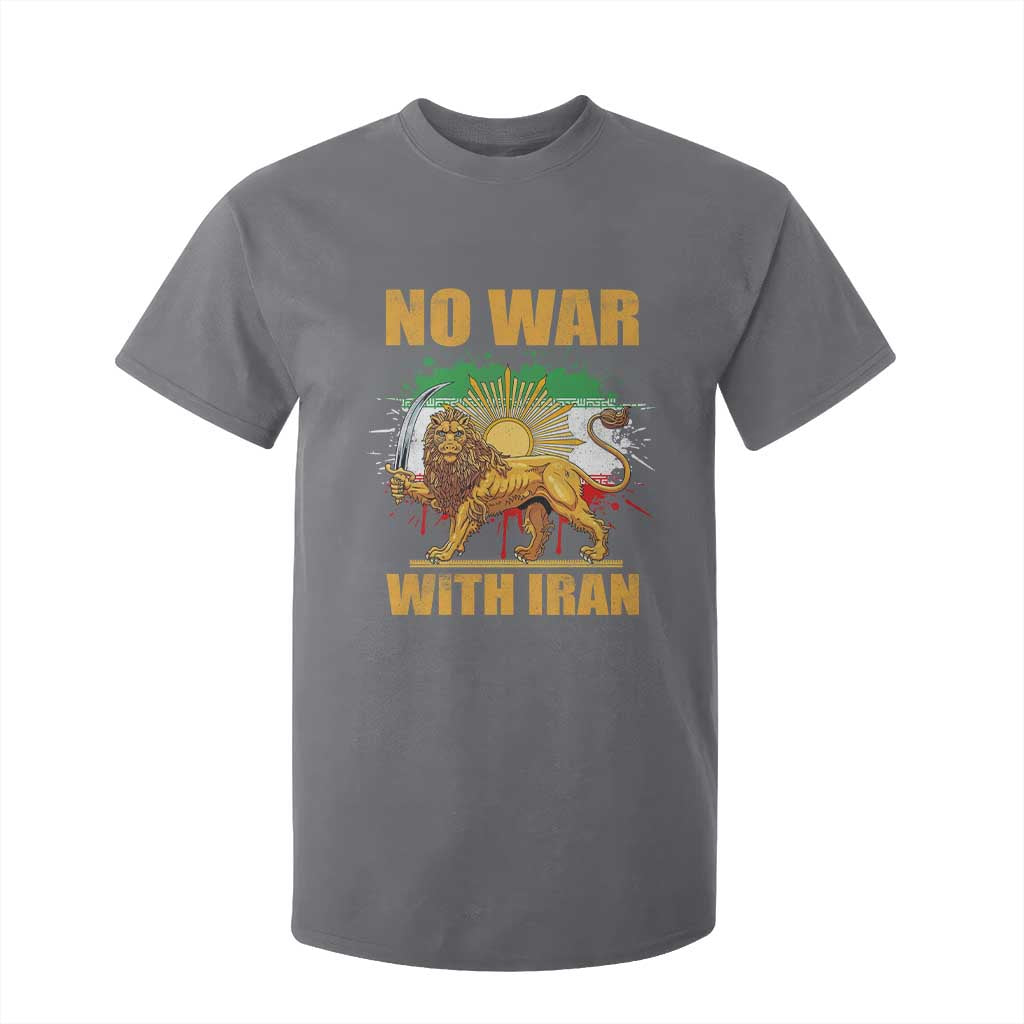 No War With Iran T Shirt For Kid Iran Flag Lion And Sun Persian Pride TS11 Charcoal Print Your Wear