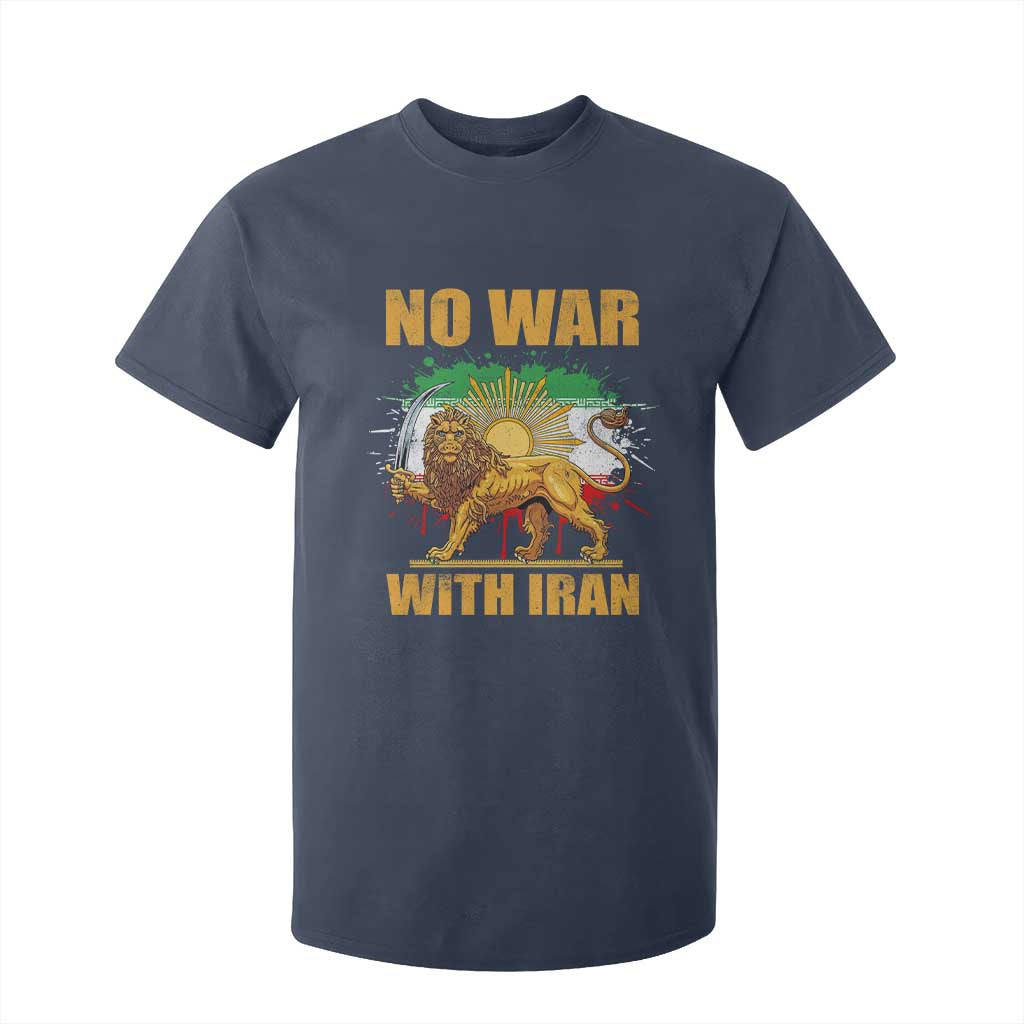 No War With Iran T Shirt For Kid Iran Flag Lion And Sun Persian Pride TS11 Navy Print Your Wear